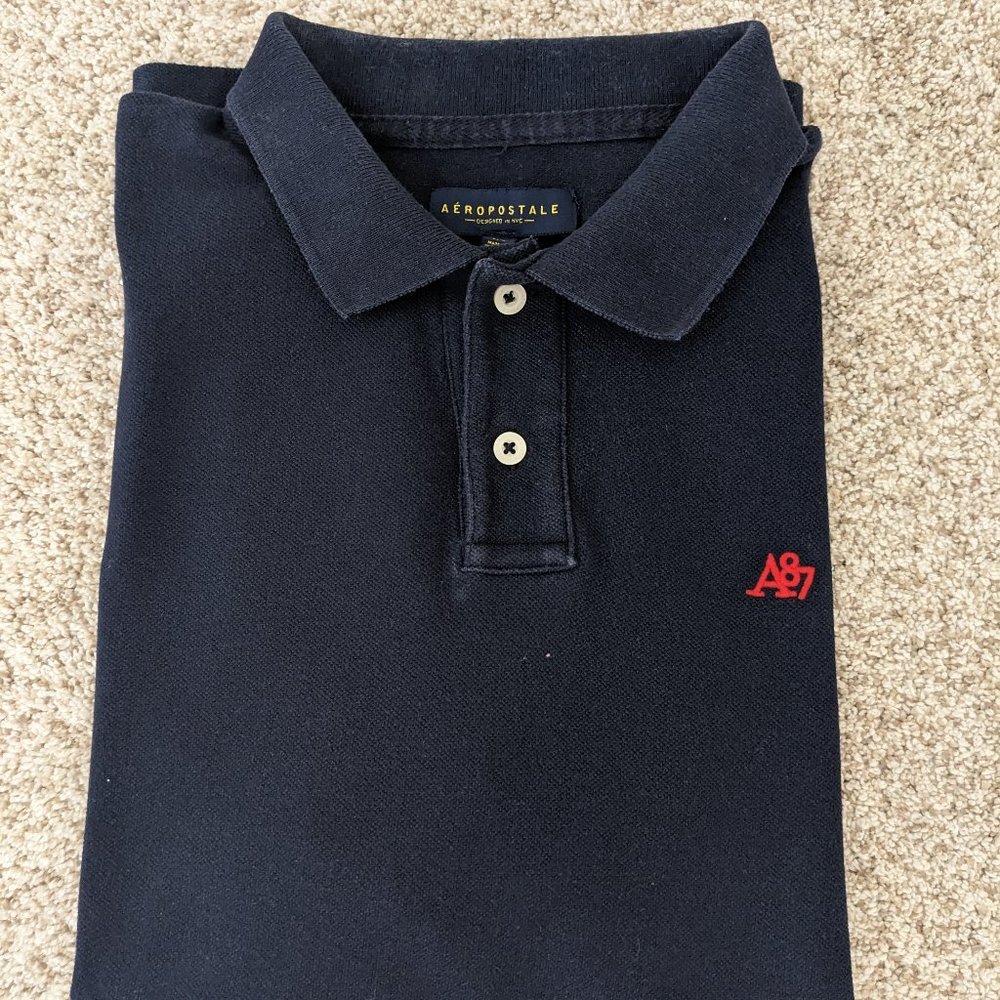 AEROPOSTALE Men's Logo Piqué Polo Shirt - Color Navy - Size L